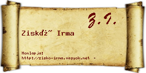 Ziskó Irma névjegykártya